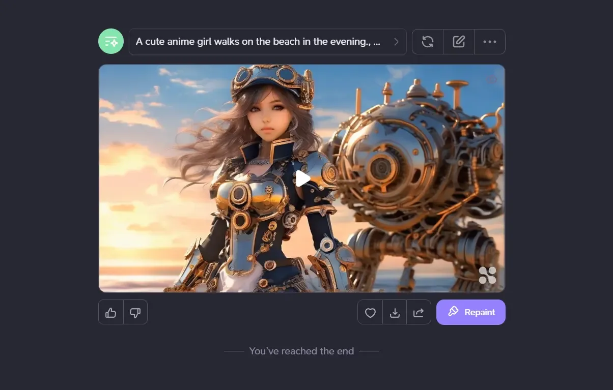Haiper in action, video AI tool