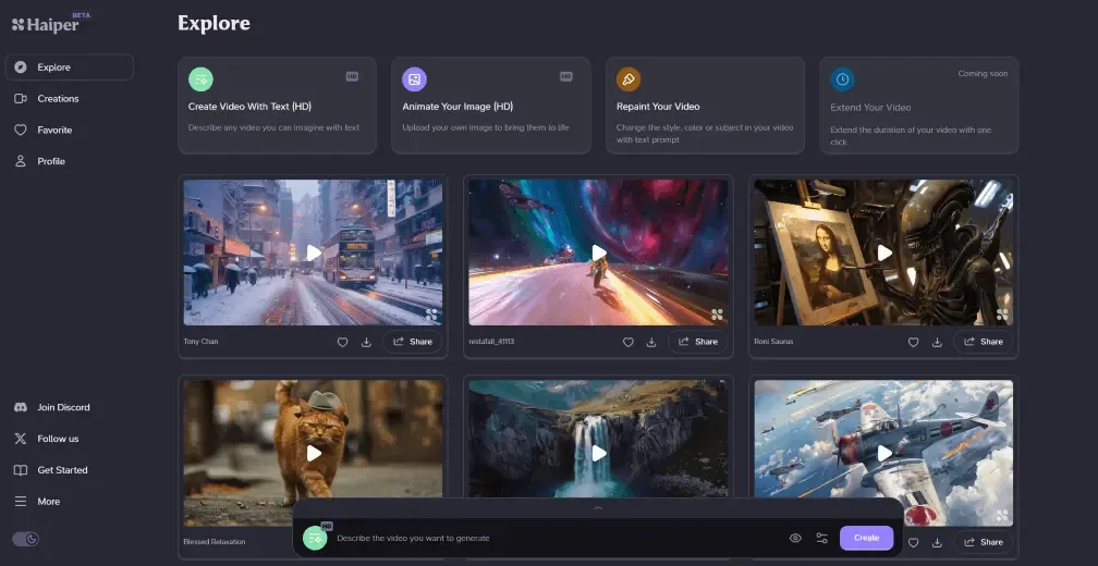 Haiper app screen