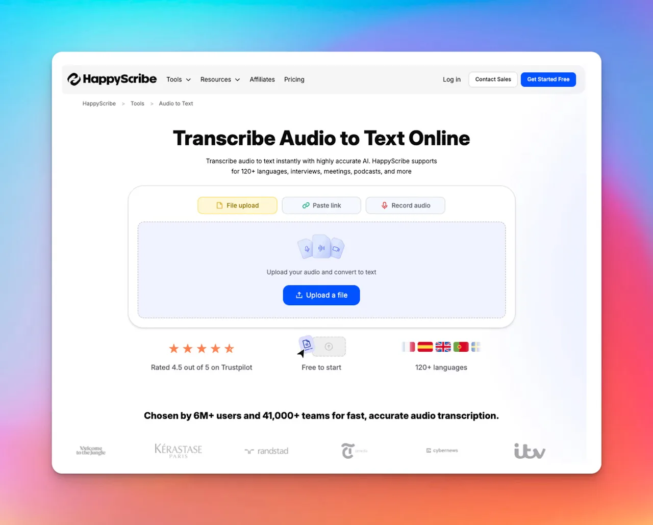 Happyscribe app screen