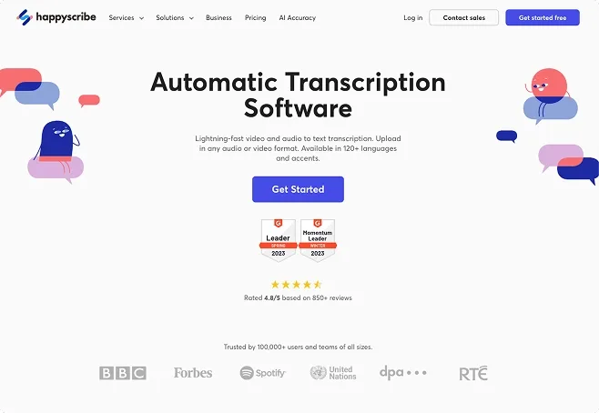 Happyscribe dashboard view