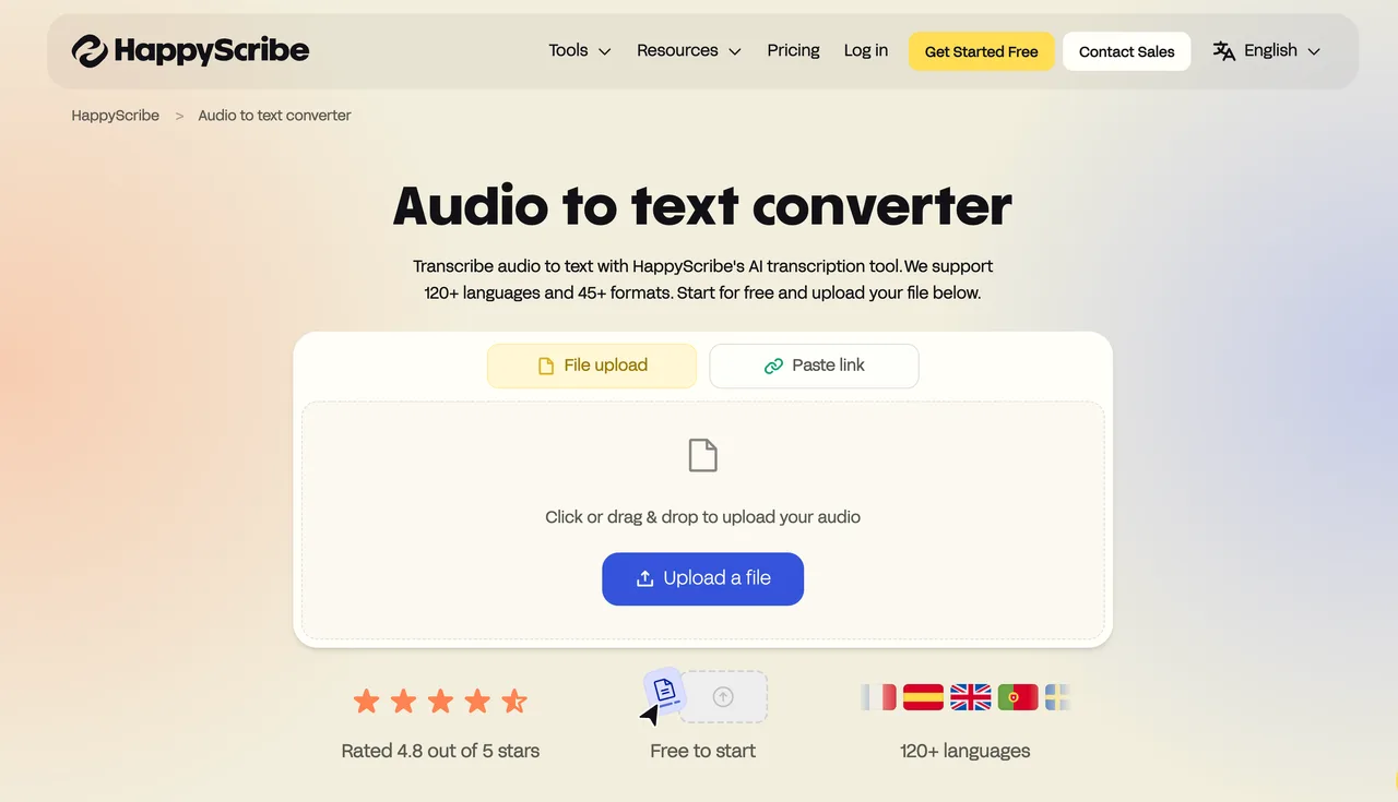 Happyscribe interface in use