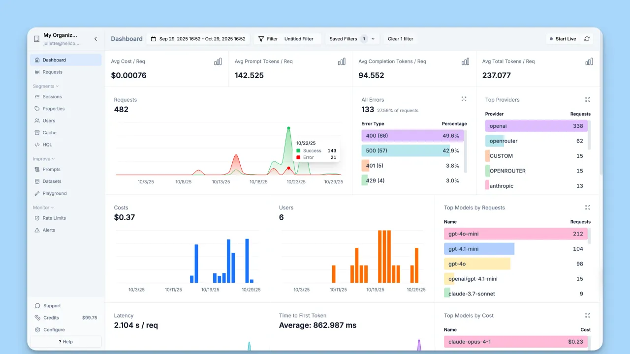Helicone interface in use