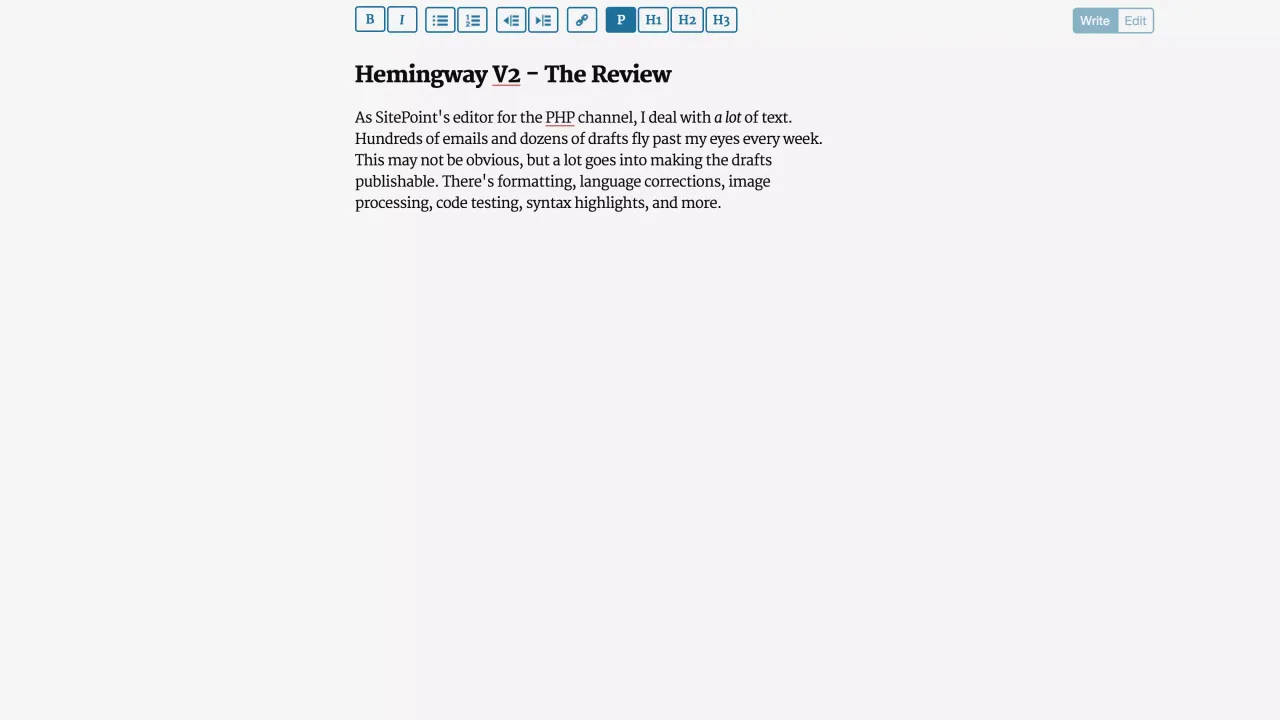 Hemingway Editor interface in use