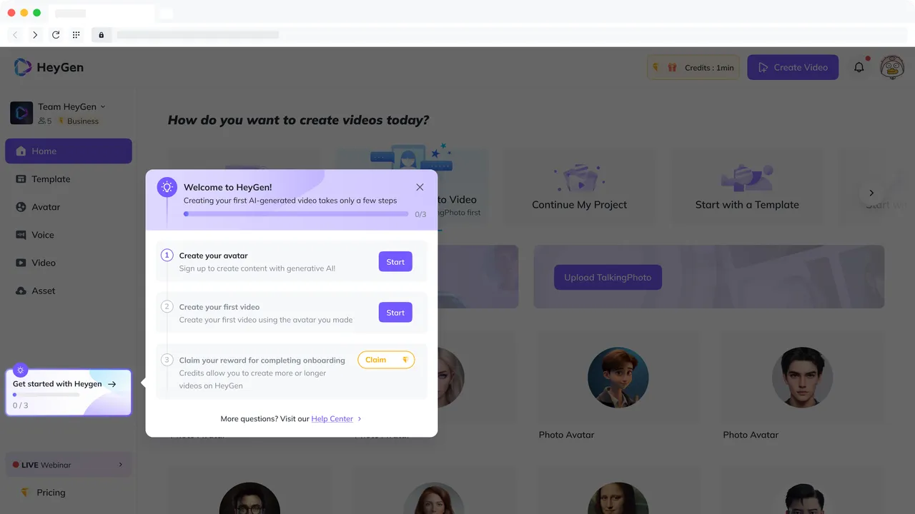 HeyGen app screen
