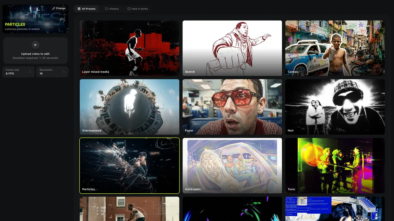 Higgsfield dashboard view