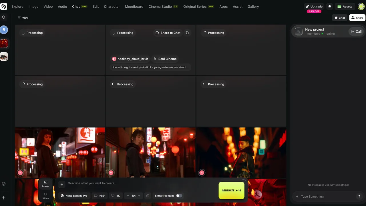 Higgsfield in action, video AI tool