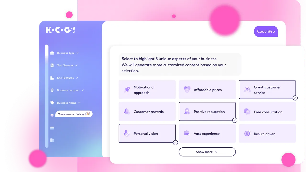 Hocoos interface in use