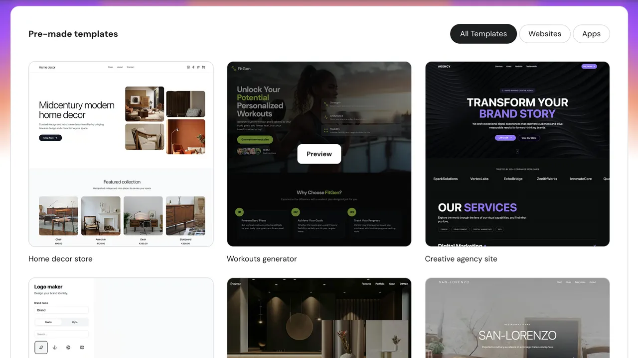 Hostinger Horizons dashboard view