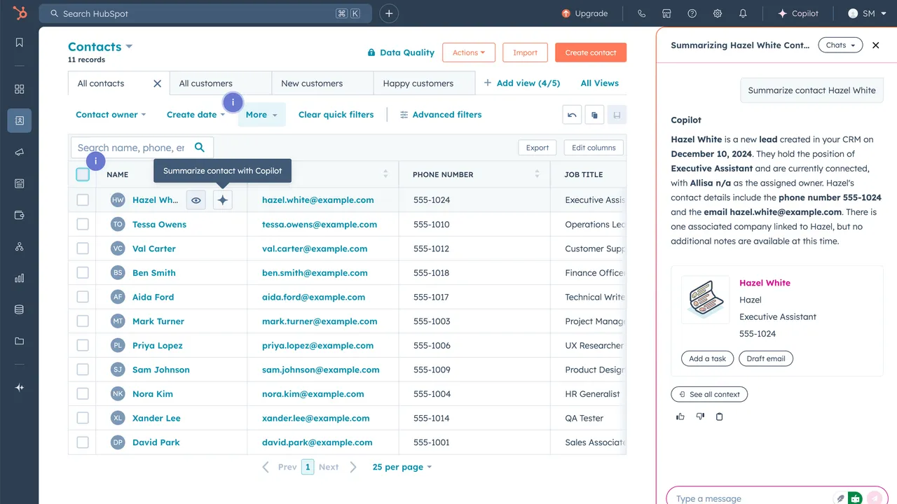 HubSpot Breeze dashboard view
