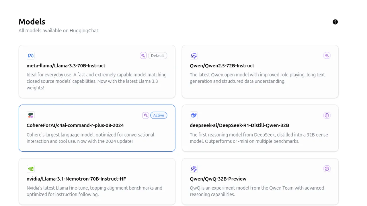 HuggingChat app screen