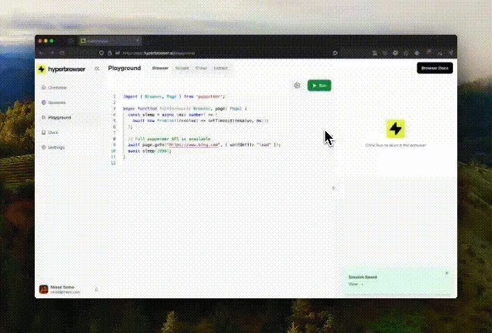 Hyperbrowser app screen
