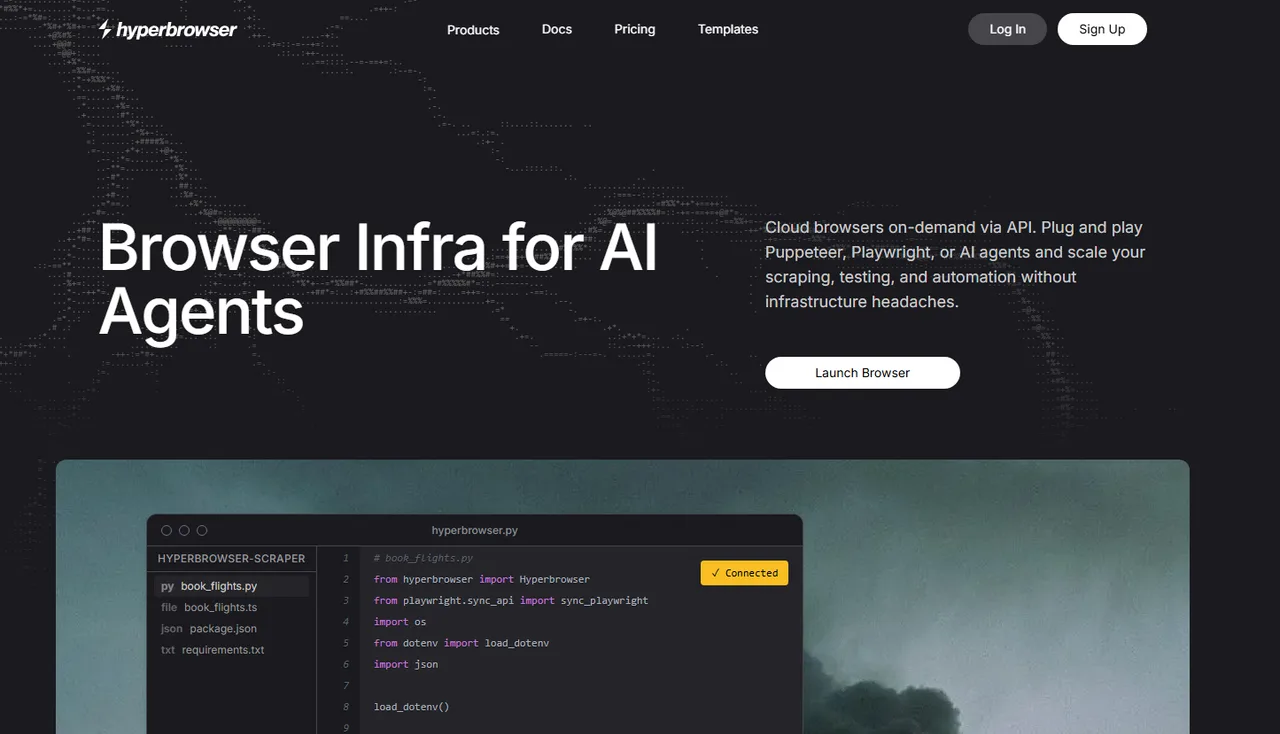 Hyperbrowser interface in use