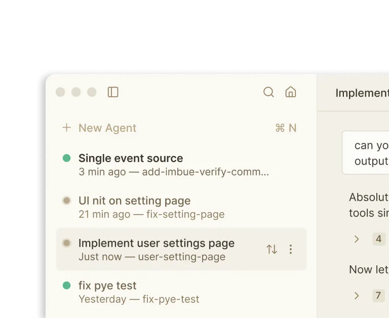 Imbue in action, ai agents AI tool