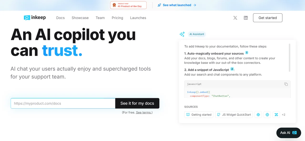 Inkeep interface in use