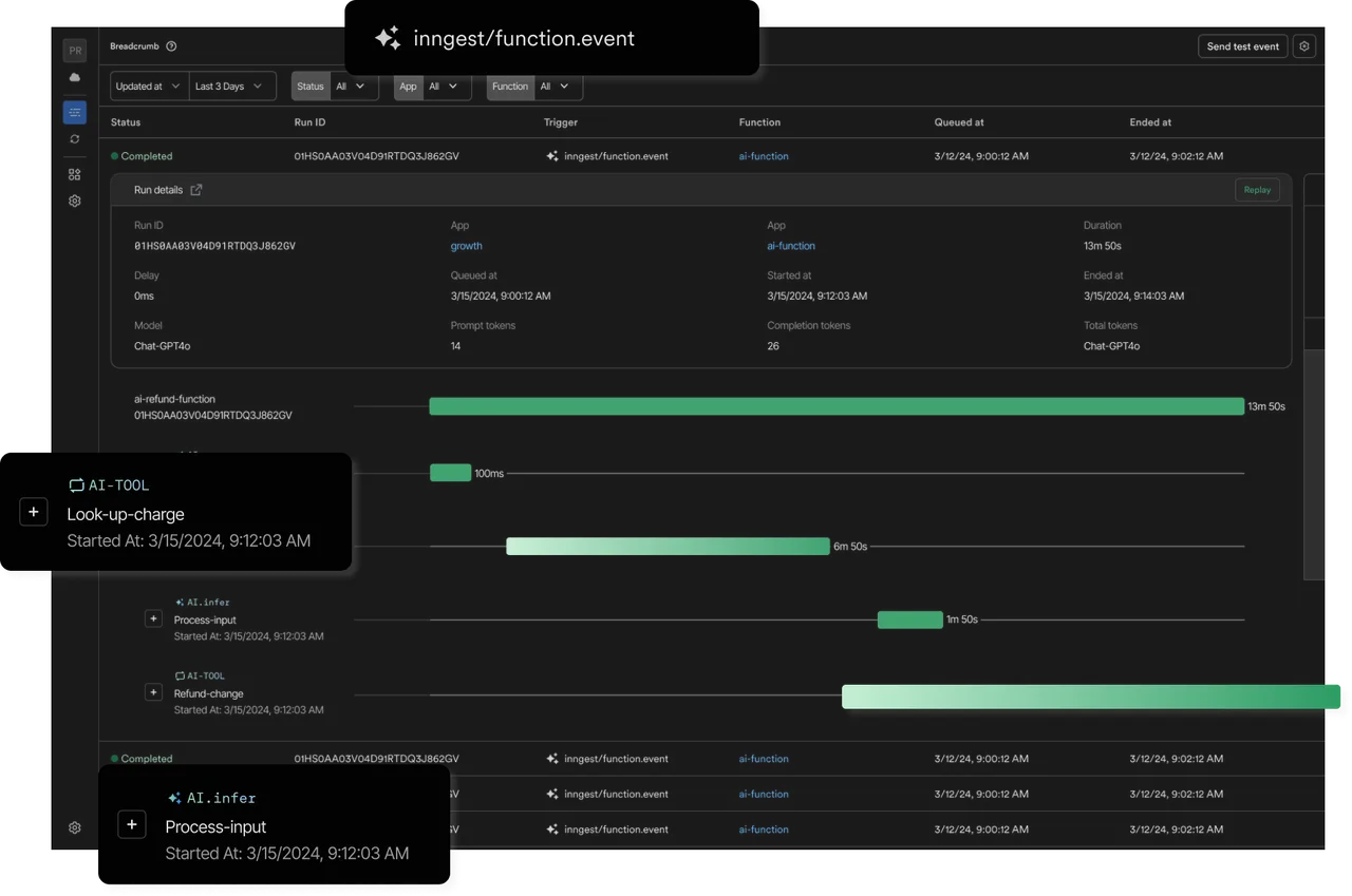 Inngest interface in use