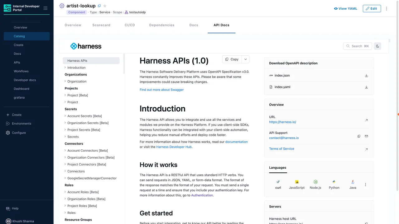 Internal.io app screen