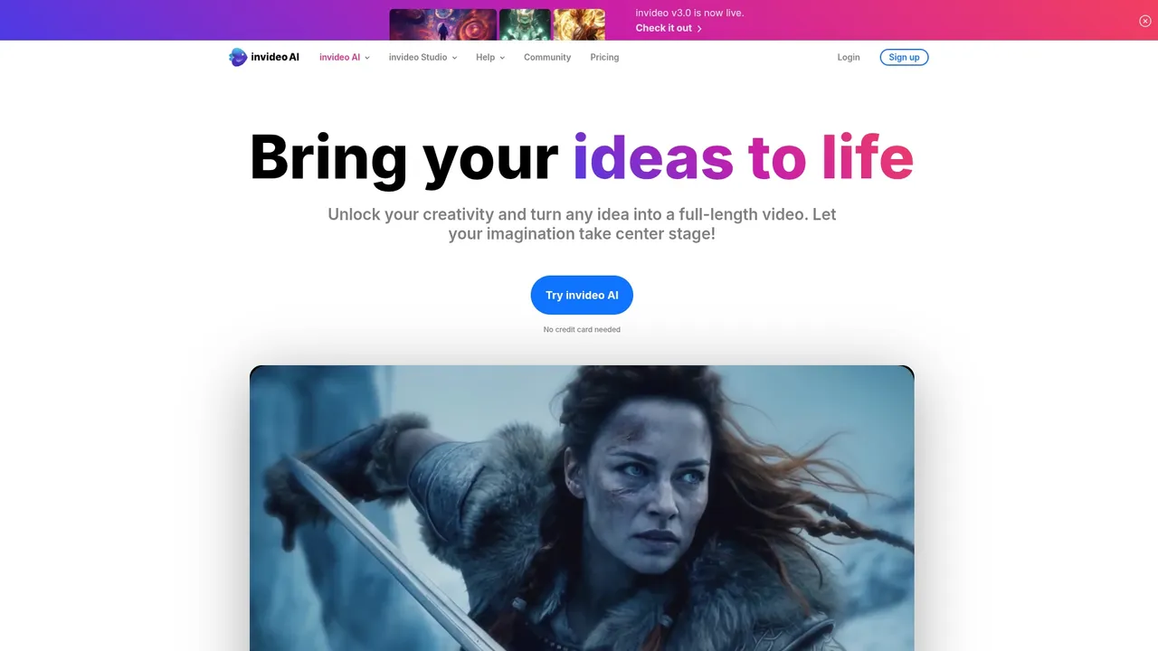 Invideo AI dashboard view