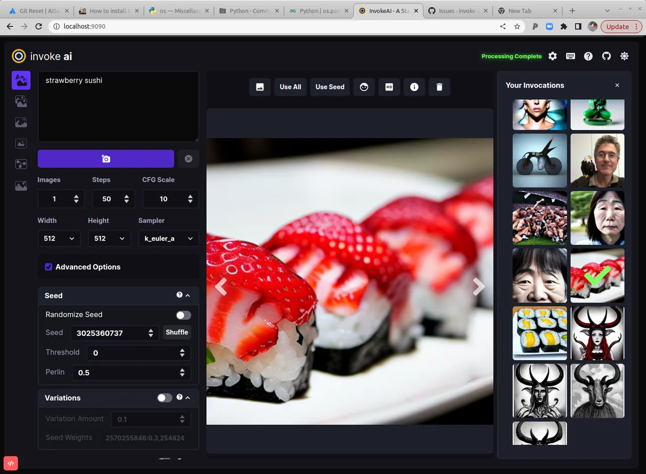 InvokeAI in action, image AI tool