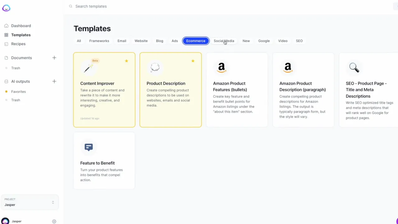 Jasper Campaigns in action, marketing & seo AI tool