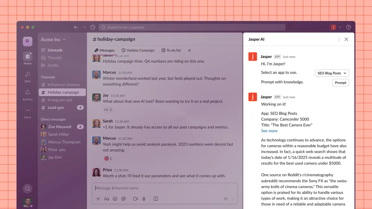 Jasper interface in use