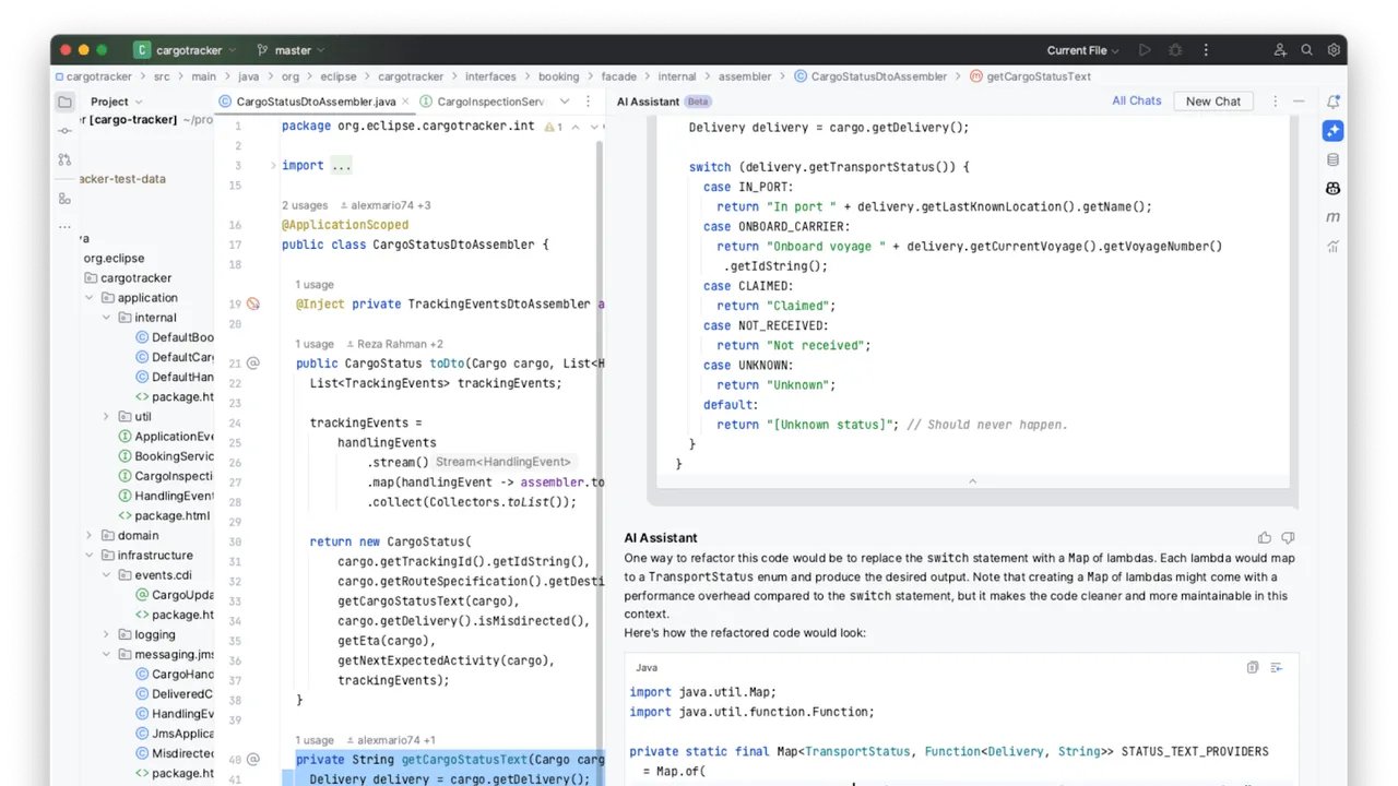 JetBrains AI Assistant app screen