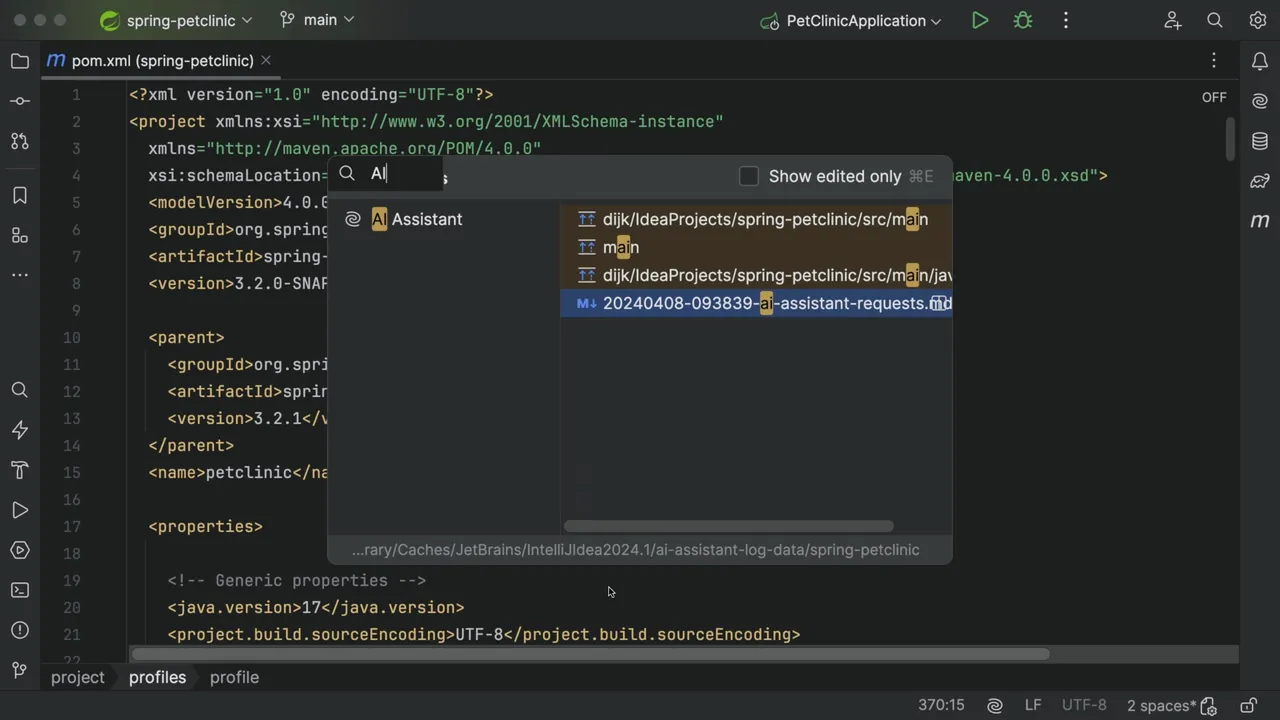 JetBrains AI Assistant interface in use
