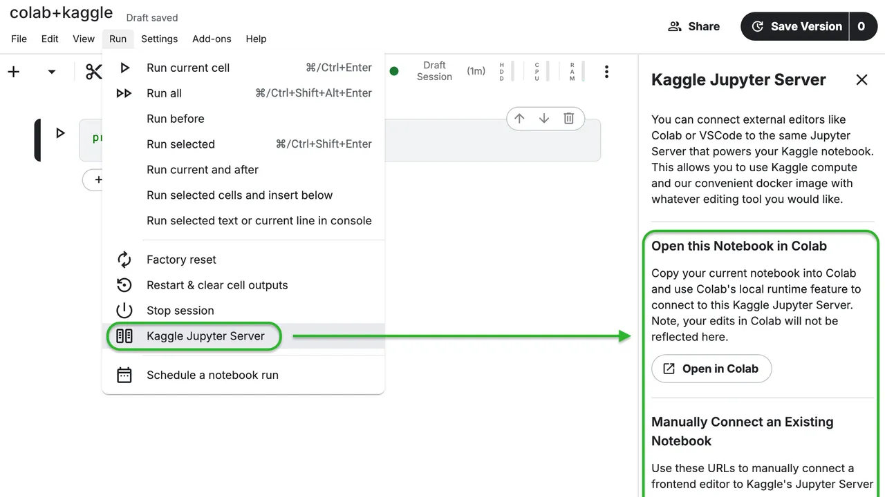 Kaggle interface in use