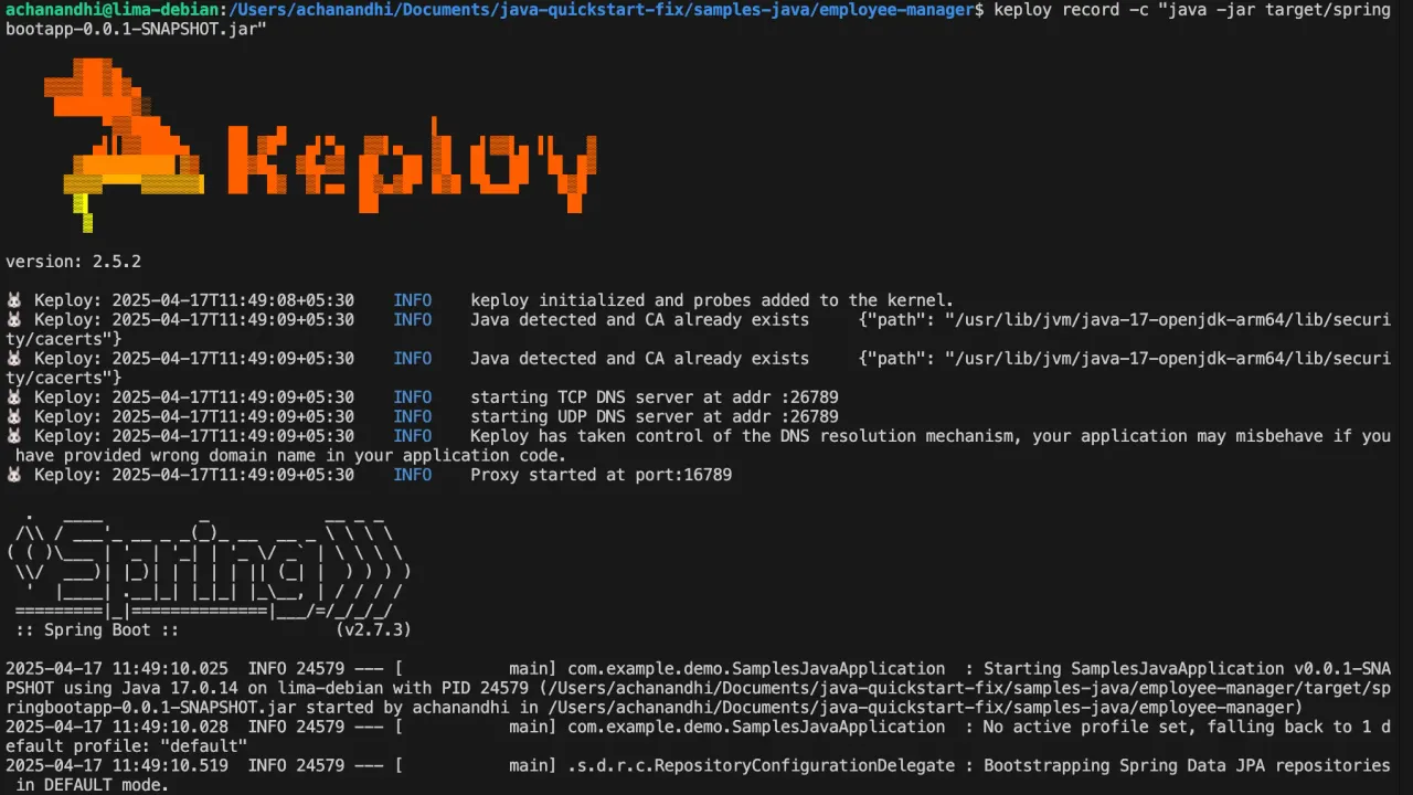 Keploy dashboard view