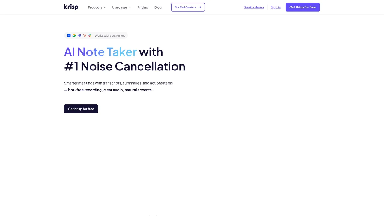 Krisp dashboard view