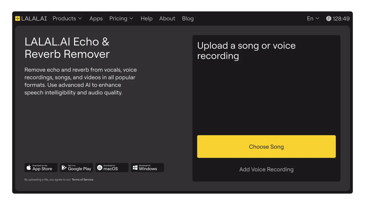 Lalal.ai in action, voice & audio AI tool