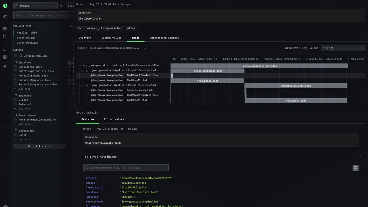 LangChain interface in use