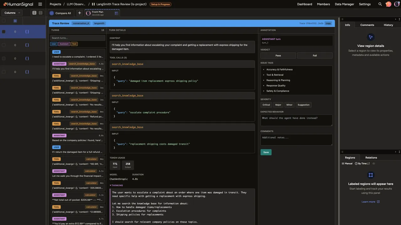 LangSmith interface in use