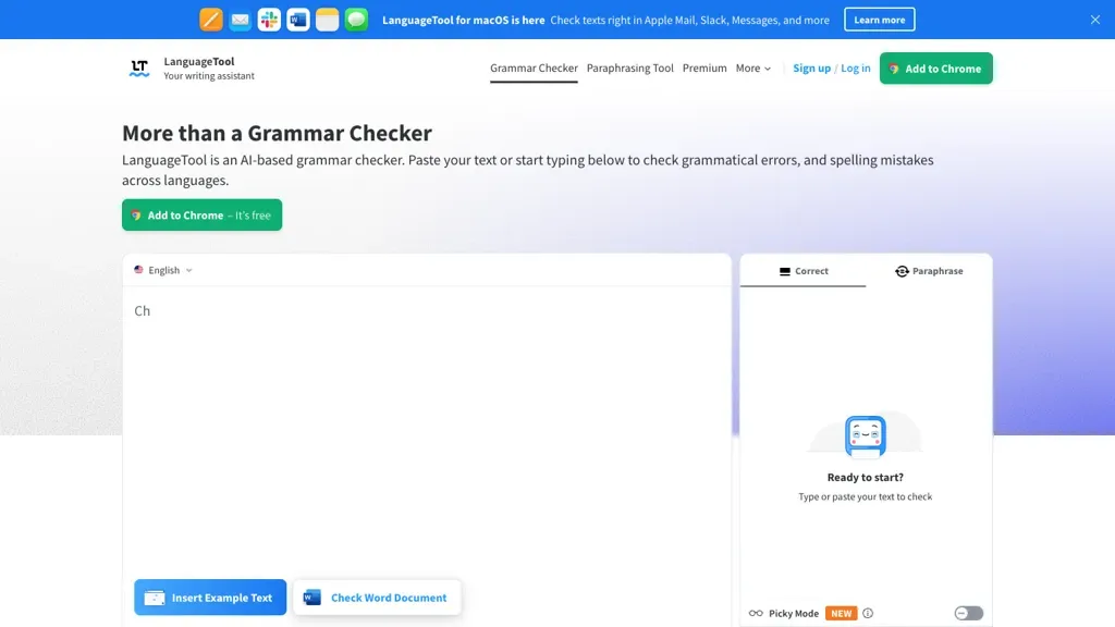 LanguageTool dashboard view