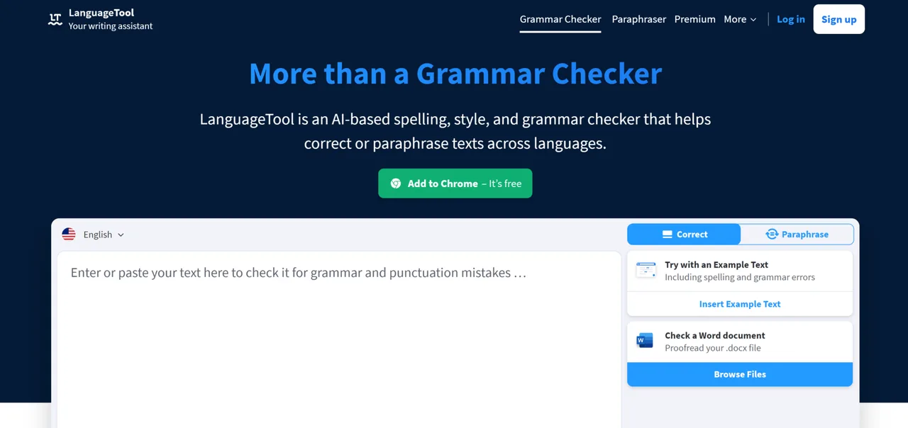 LanguageTool interface in use