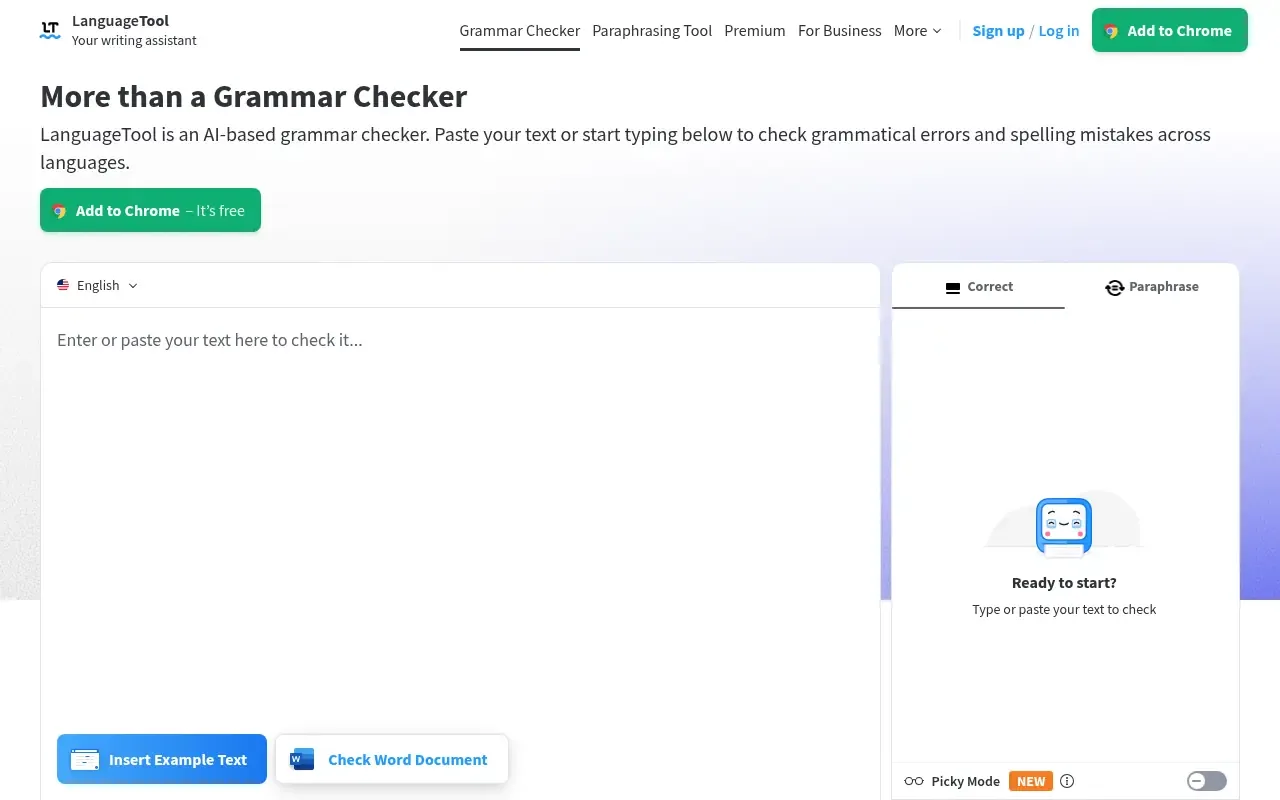 LanguageTool interface in use