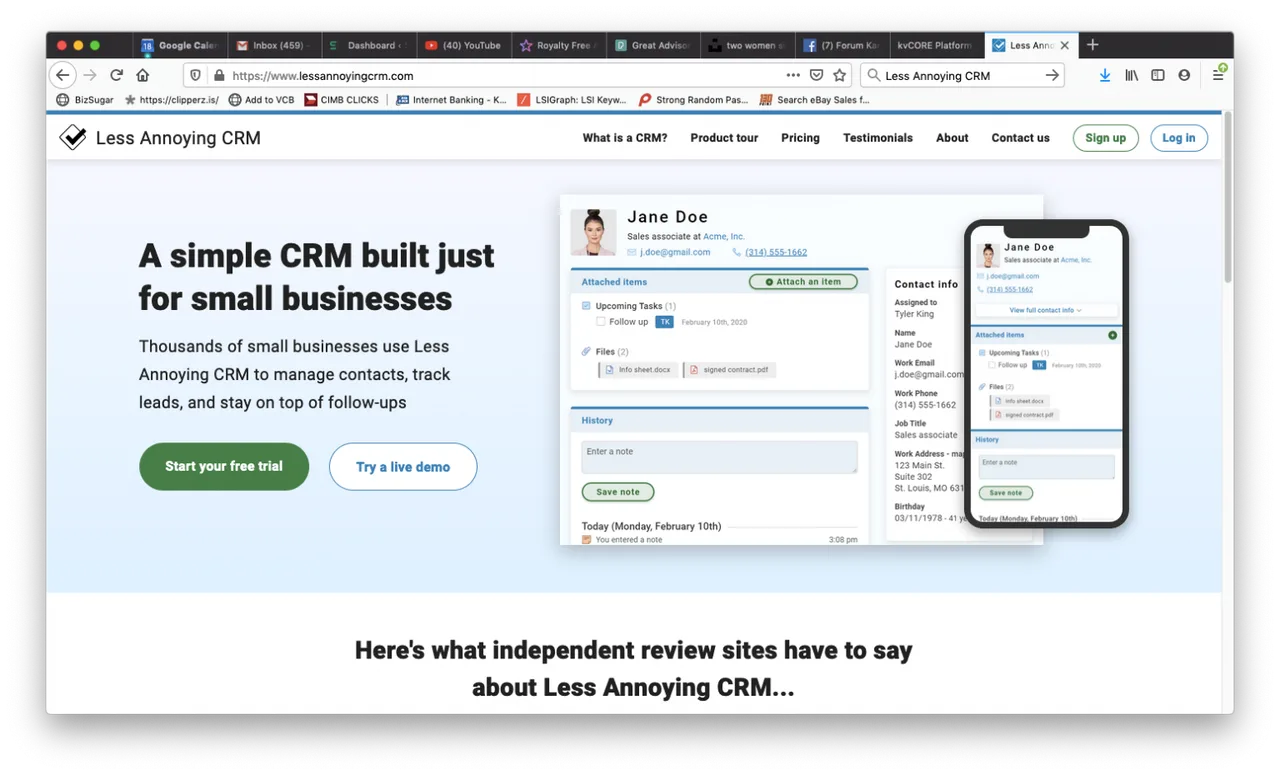 Less Annoying CRM interface in use