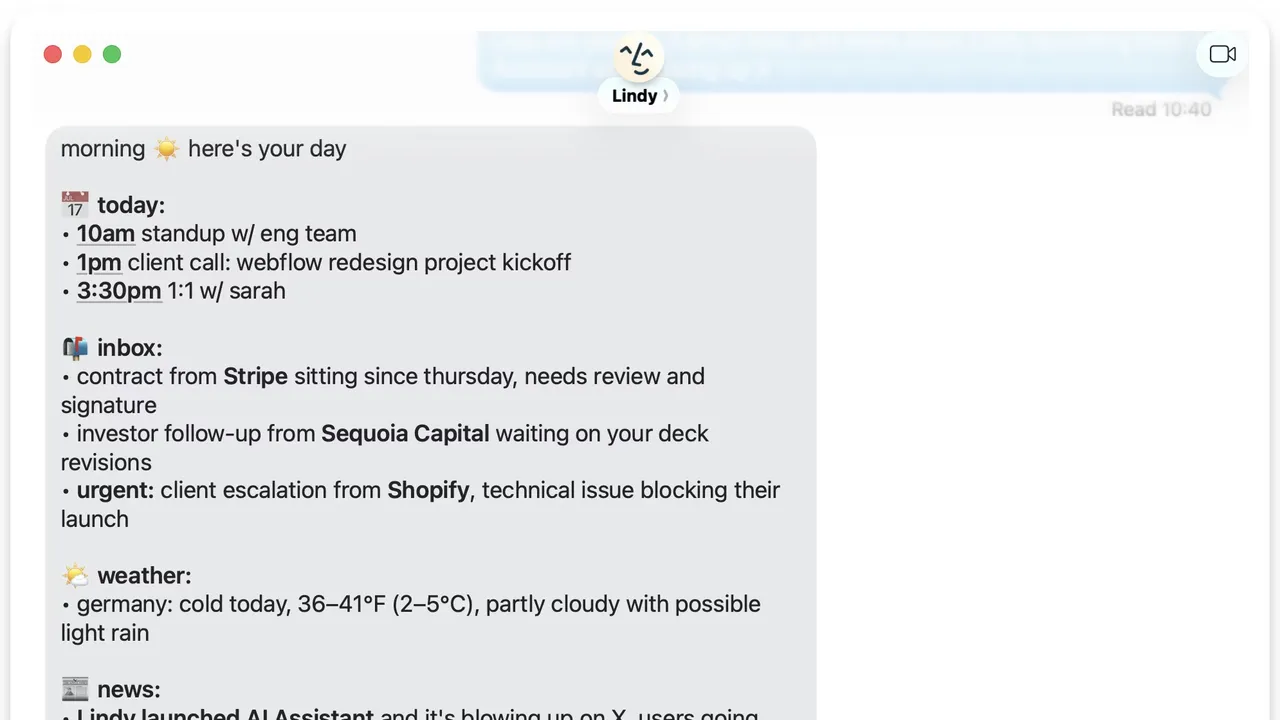 Lindy app screen