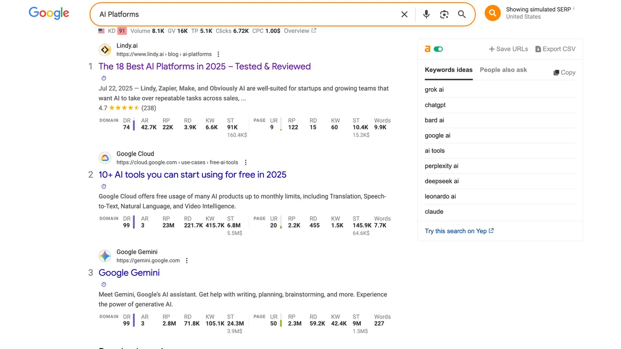 Lindy interface in use