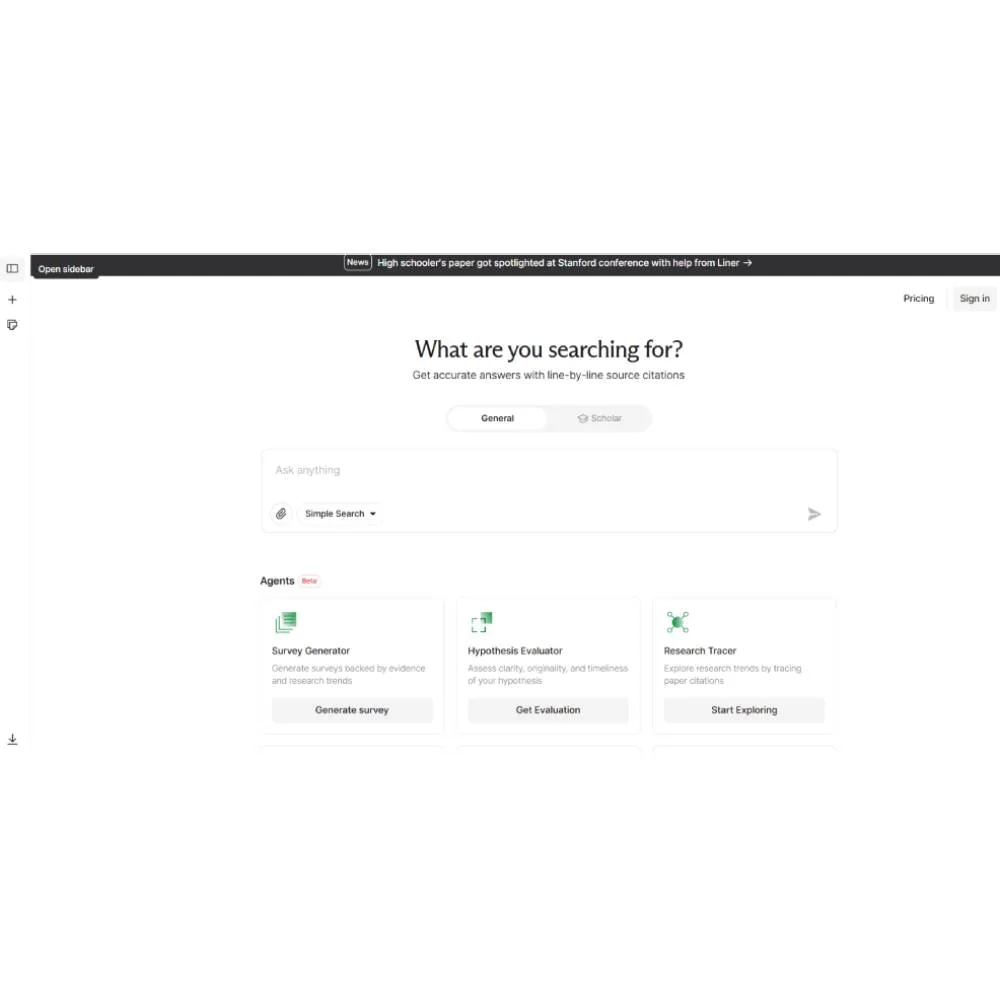 Liner dashboard view