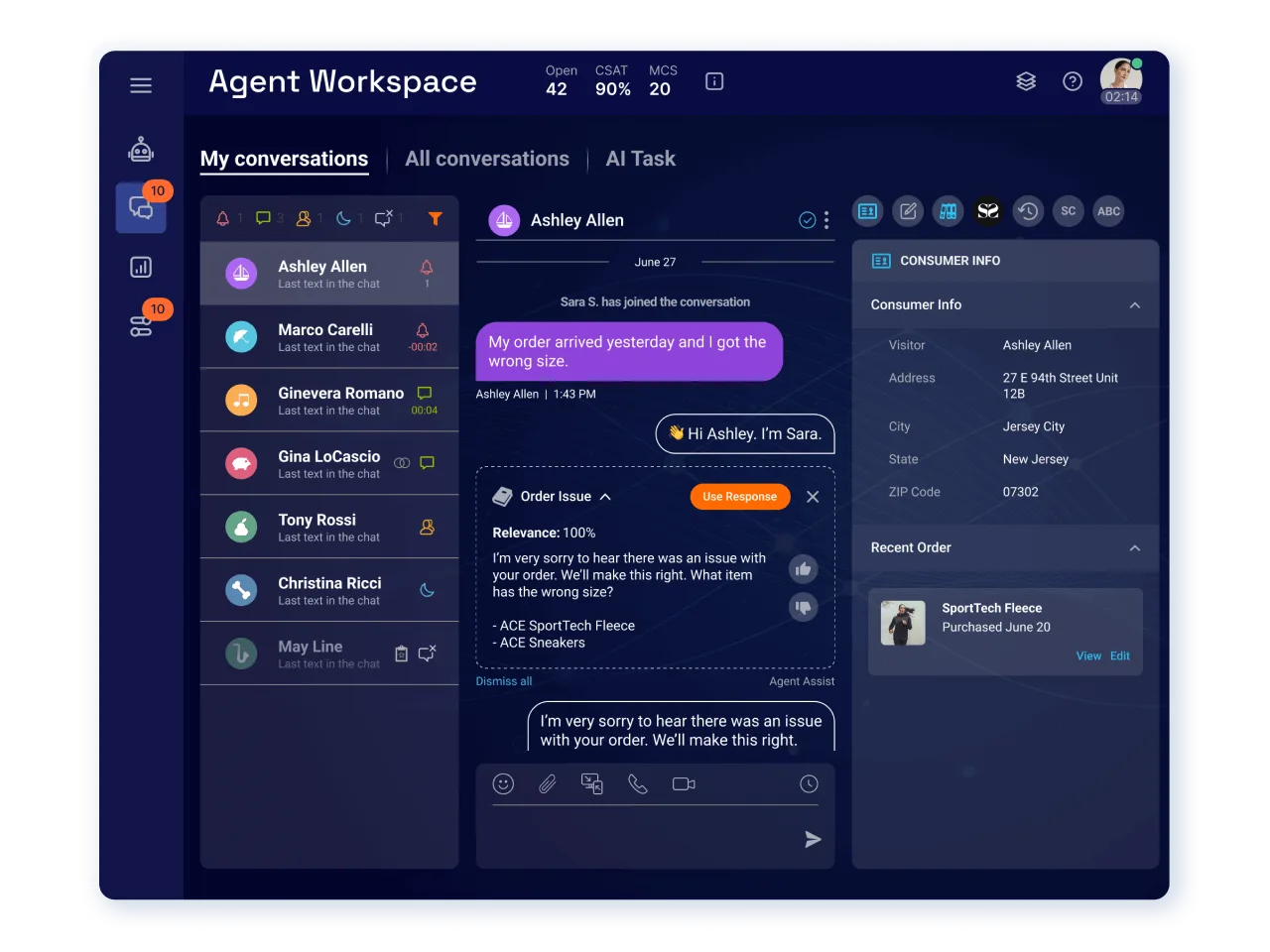 LivePerson in action, customer support & sales AI tool