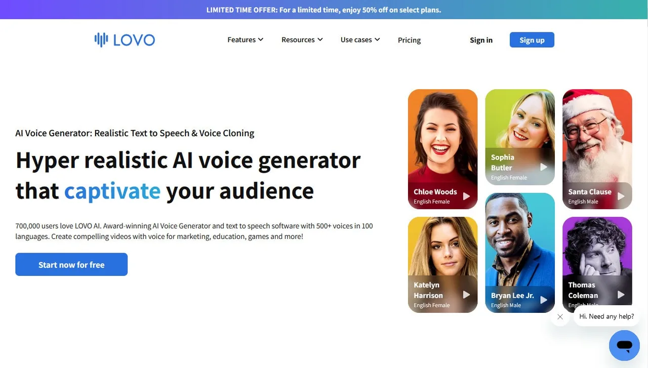 Lovo in action, voice & audio AI tool