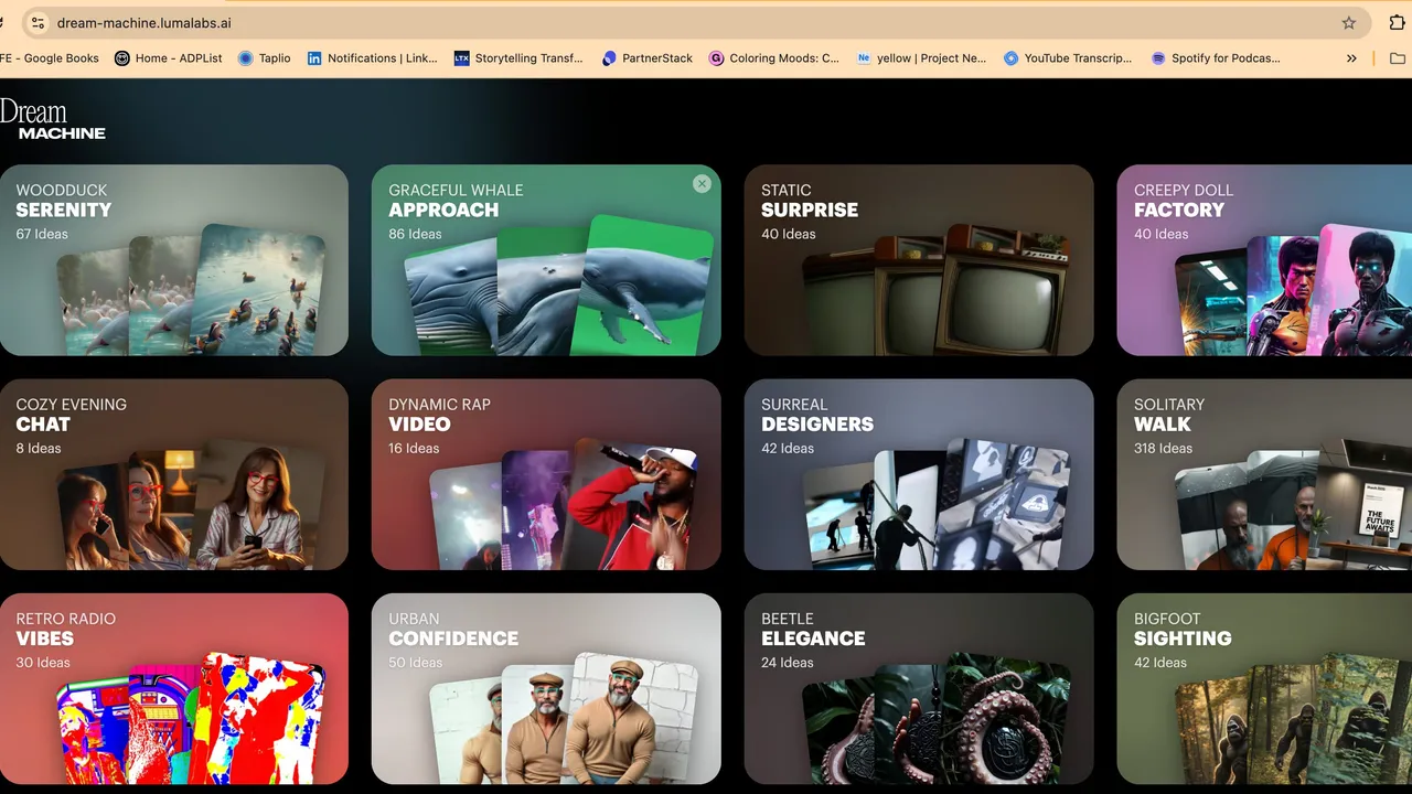 Luma Dream Machine in action, video AI tool