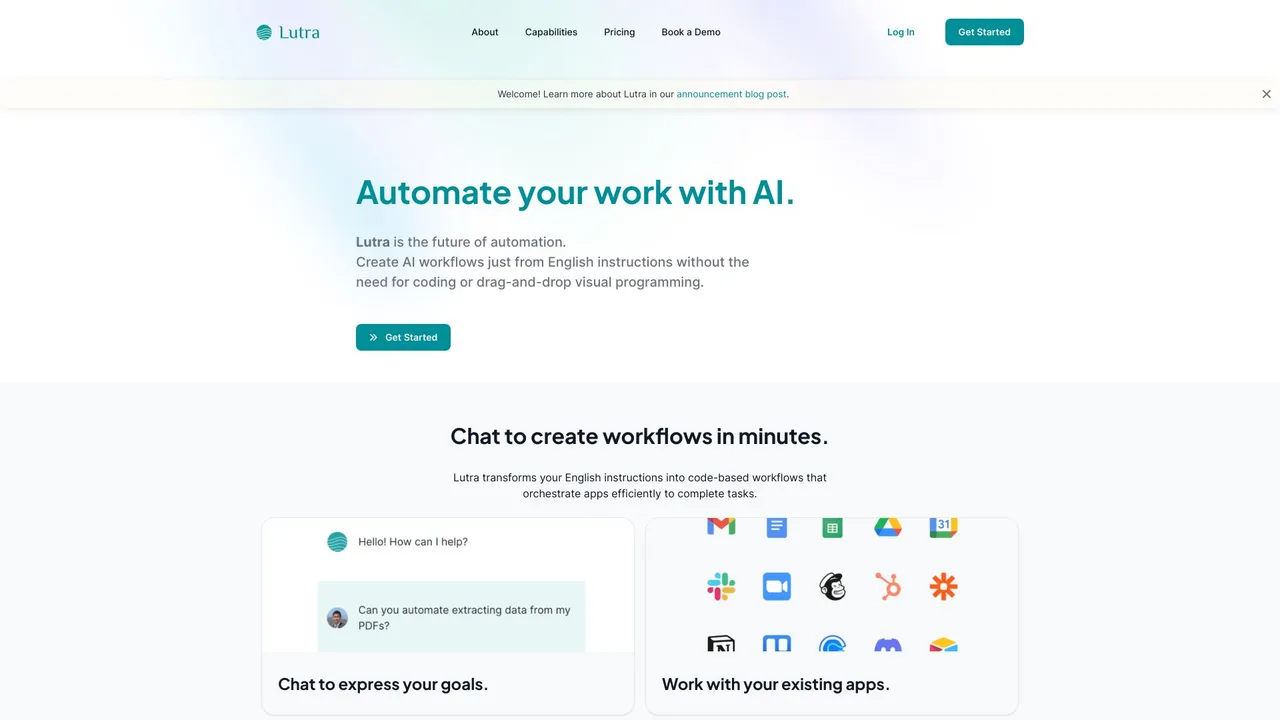 Lutra interface in use
