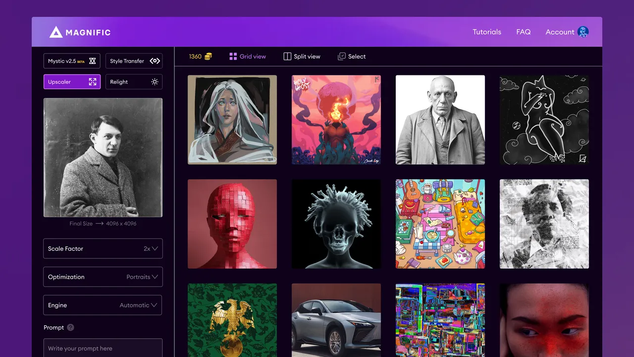 Magnific interface in use