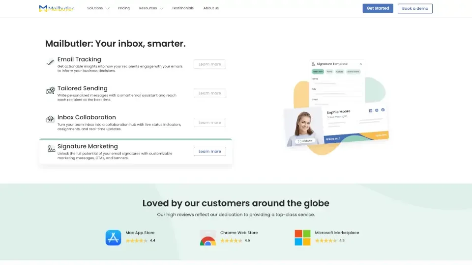 Mailbutler interface in use