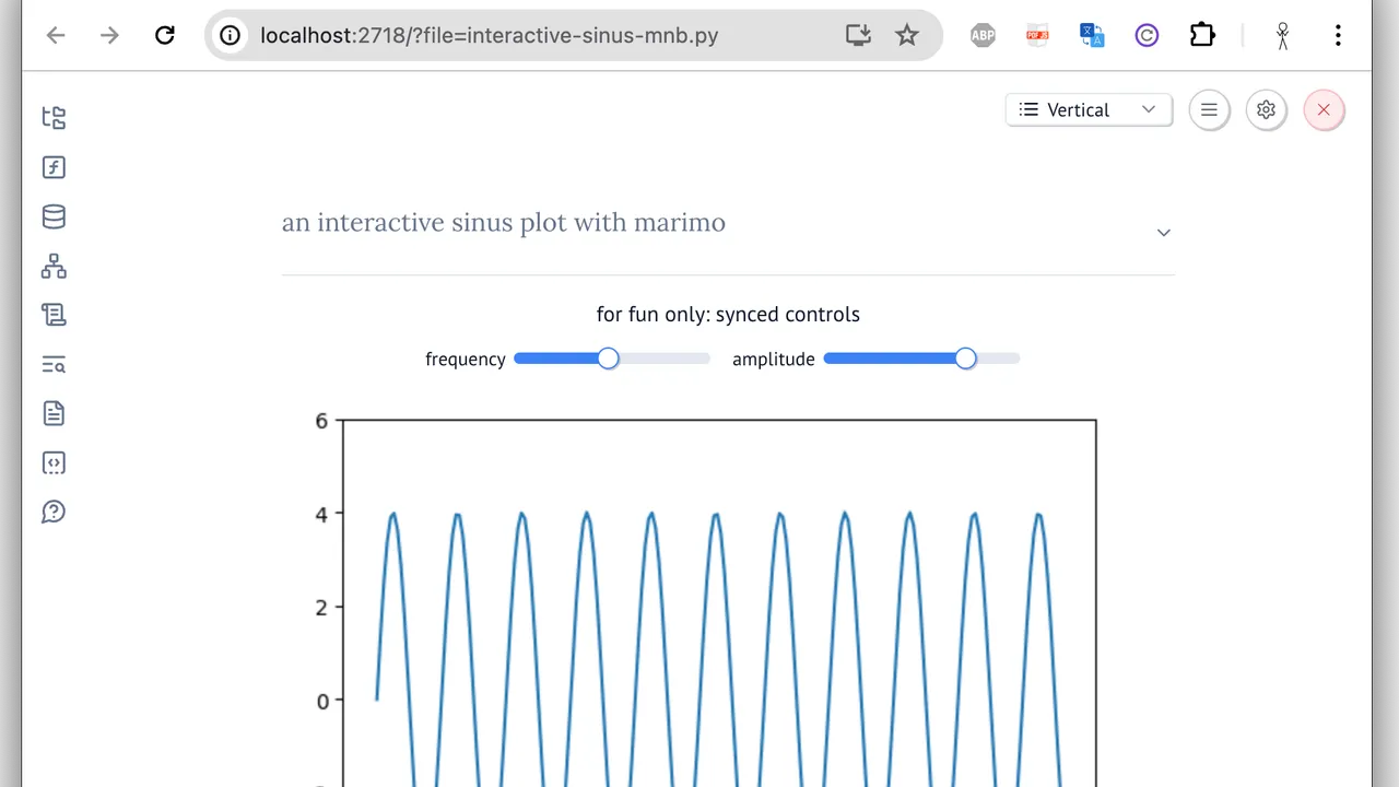 Marimo in action, code AI tool