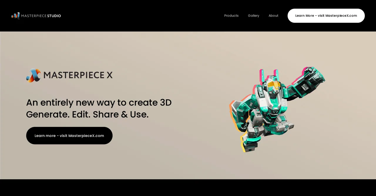 Masterpiece X in action, 3d & modeling AI tool