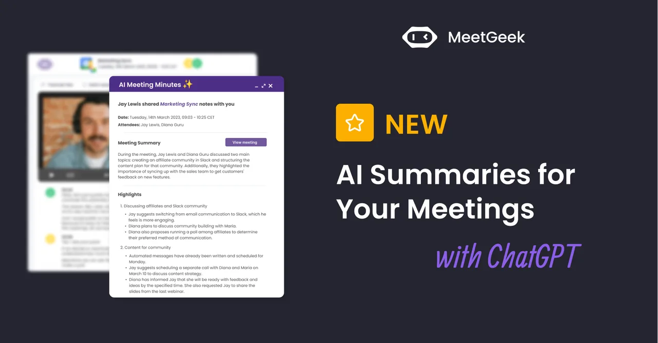 MeetGeek in action, transcription & meetings AI tool