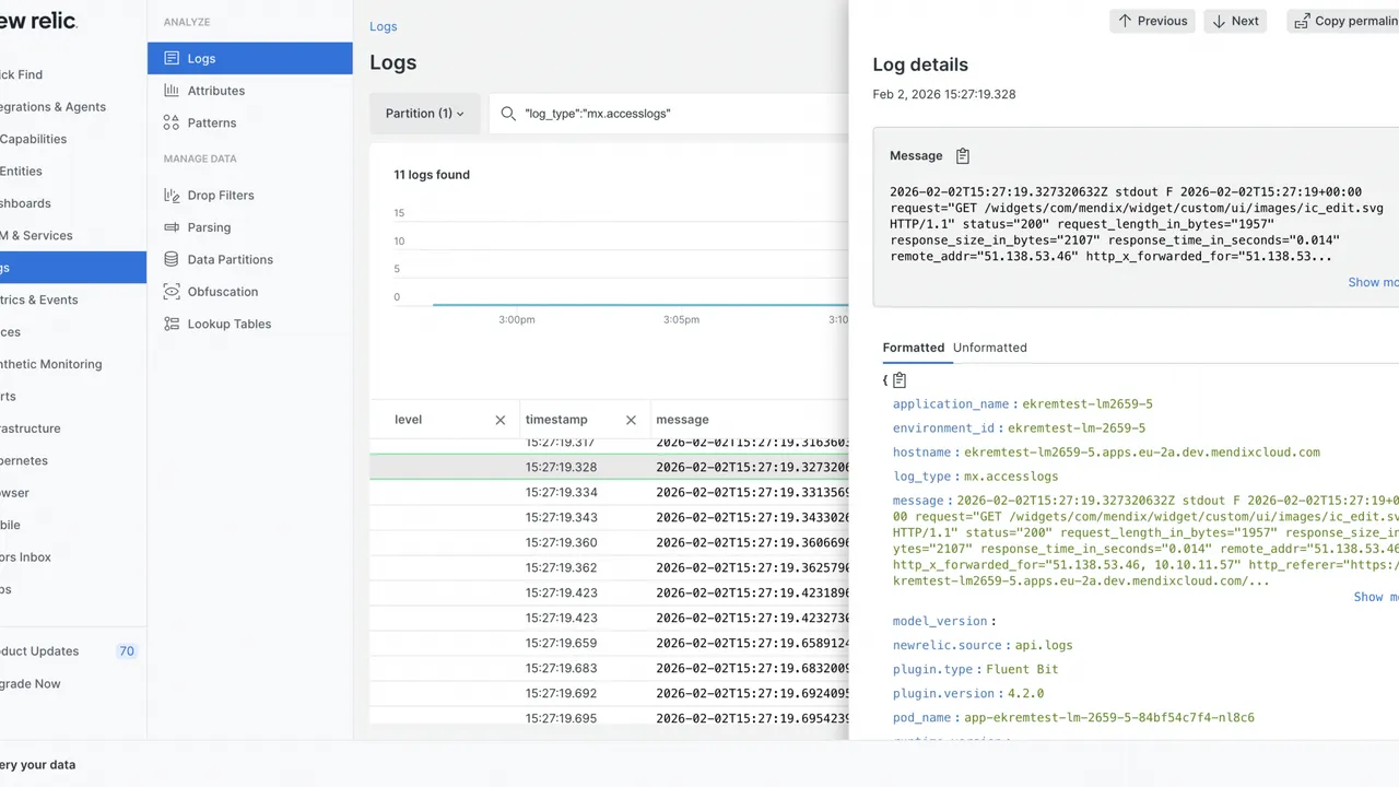 Mendix interface in use