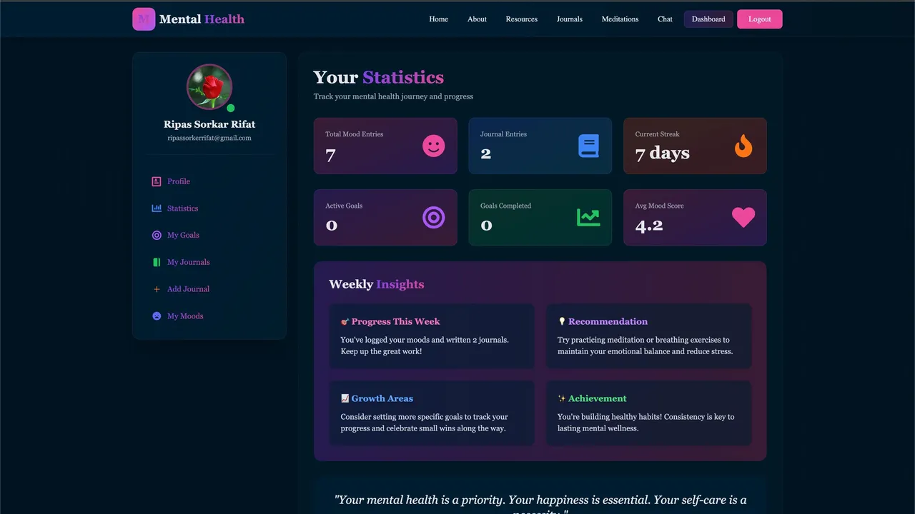 Mentat app screen